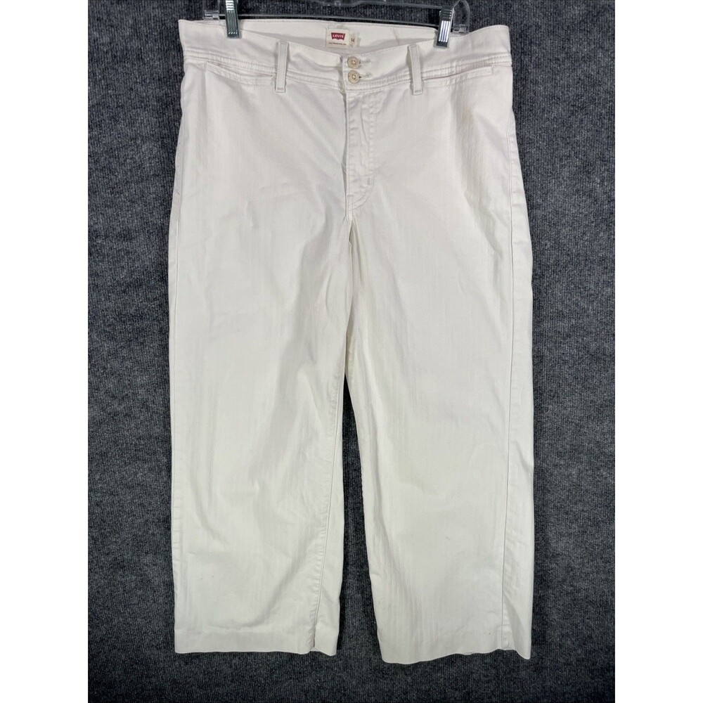 Levi’s Womens White Wide Leg Pants Size 14 Button Fly Casual